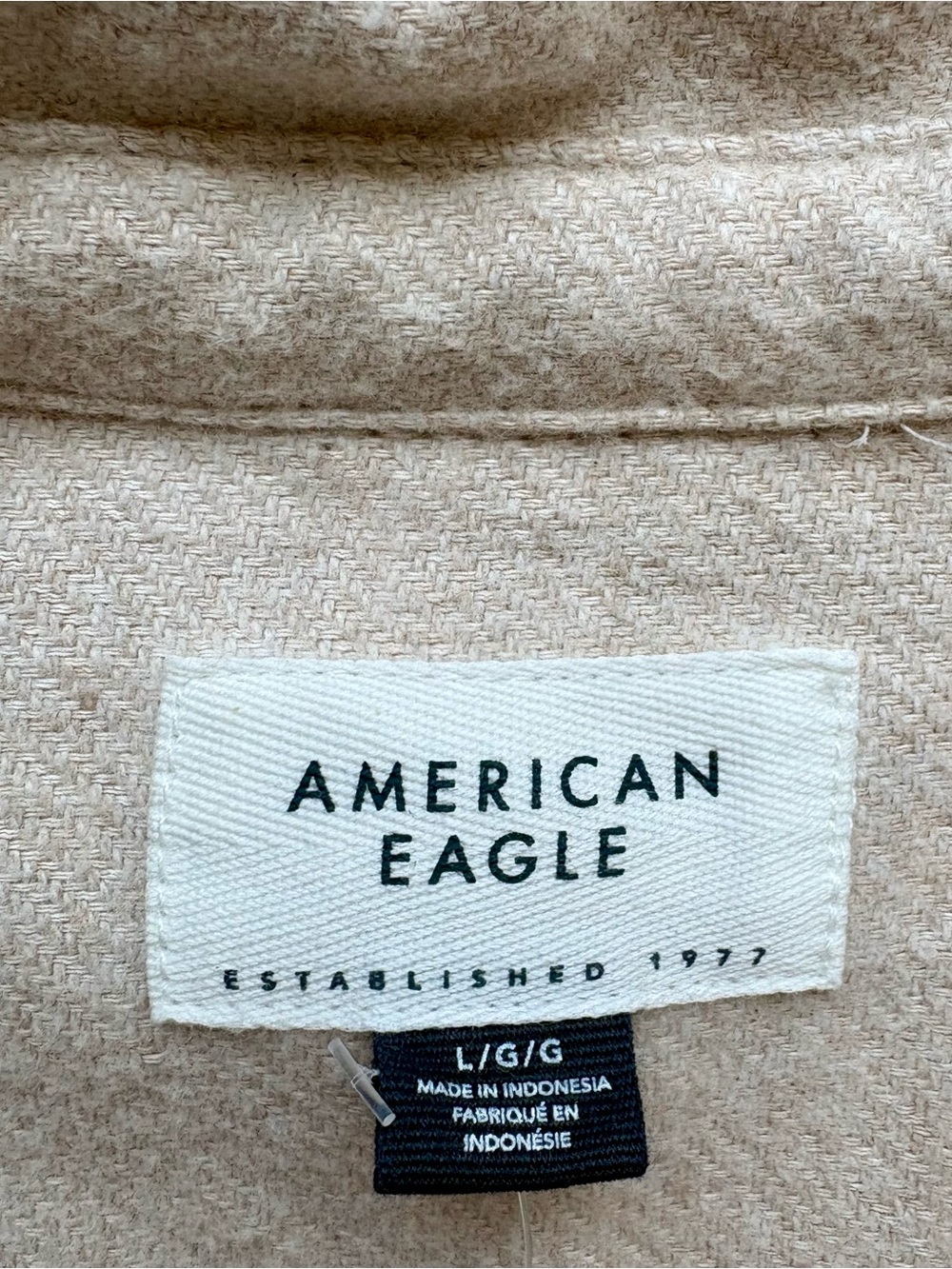 NWT AE American Eagle Oversized Fleece & Love Shacket Tan Sand Beige L - Picture 6 of 10